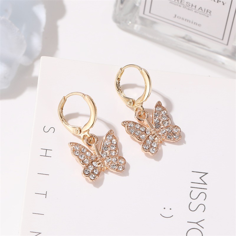 Anting Fashion Korea Selatan Anting Berlian Kupu Kupu Elegan Untuk Wanita