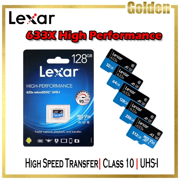 Lexar Microsd High-Performance 633x 32GB 64GB 128GB 256GB 512GB Garansi Resmi 5 tahun