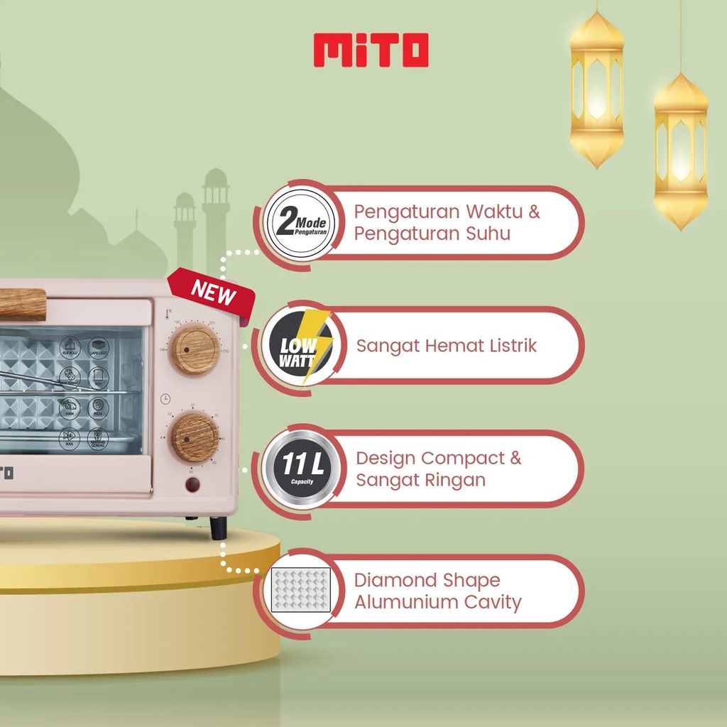 MITO OVEN LISTRIK MINI MO20 Kapasitas 11 Liter  Pemanggang Kue Original Garansi Resmi