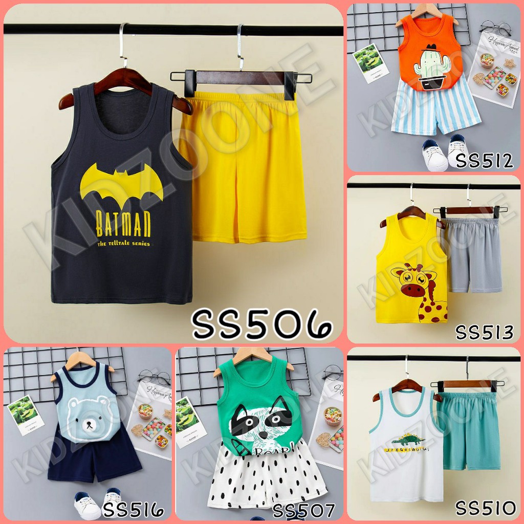 Setelan Singlet Kaos Kutang Baju Rumah Pakaian Santai Lucu Anak Unisex Murah Impor