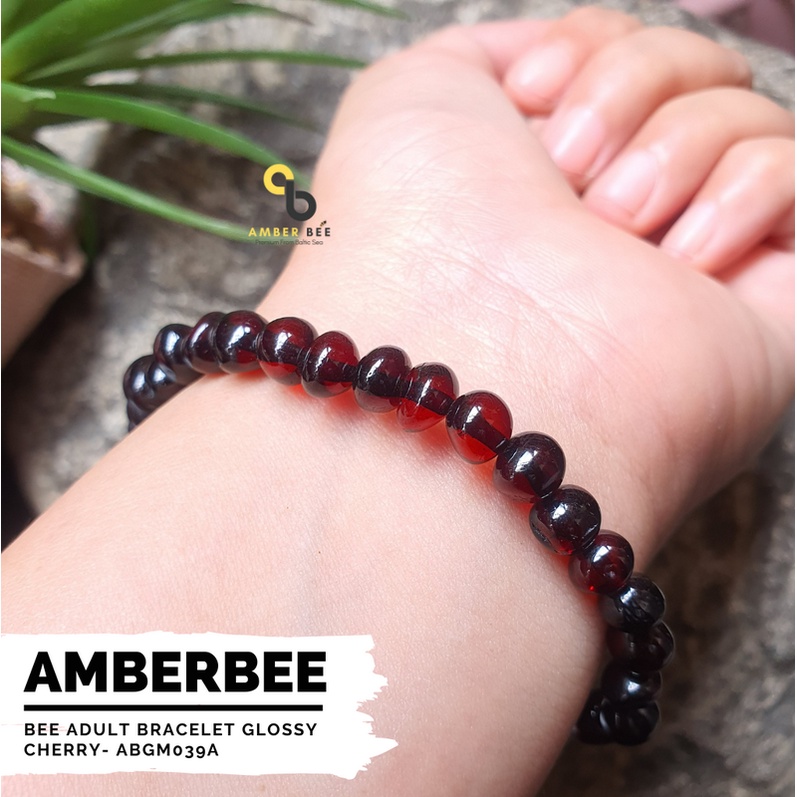 Gelang Amber Dewasa Premium Baltic Dark Color BGMC039 Stretchy By Amber Bee