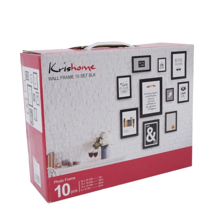 KRIS Hiasan Dinding 10 Set/Bingkai Foto/Frame Foto/Bahan Plastik Hitam