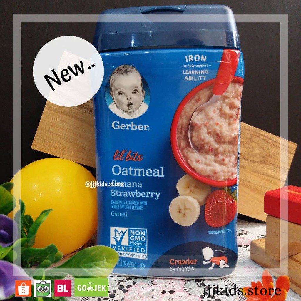 gerber lil bits oatmeal banana strawberry cereal
