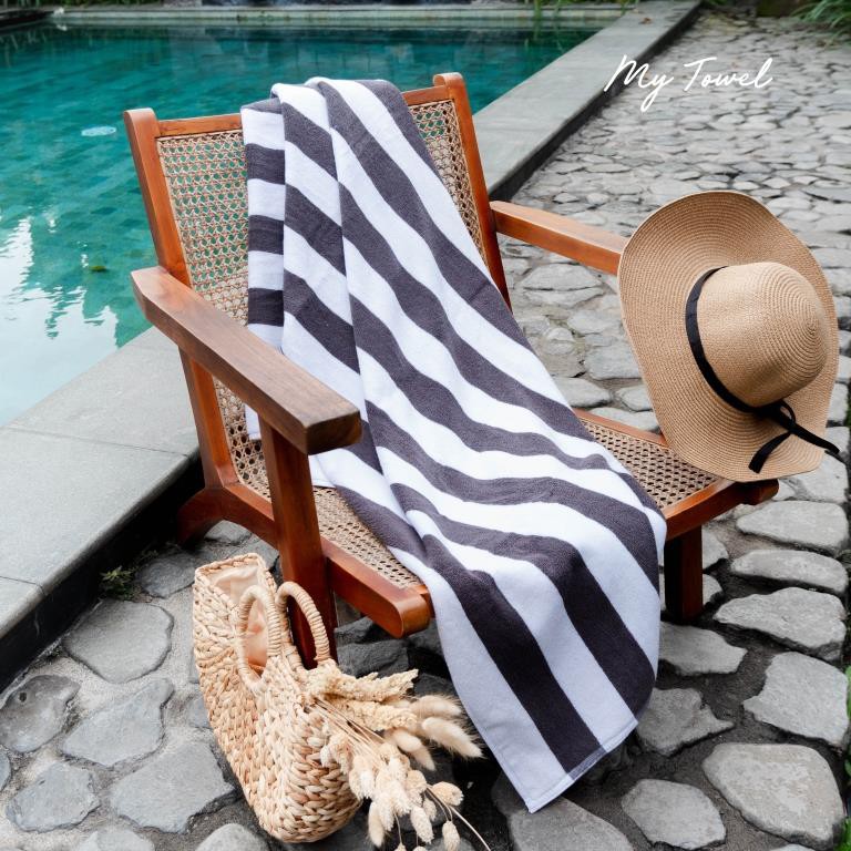 Handuk Pantai Stripee Hotel Premium 100% Katun Ukuran 90x180 - Stripee - Handuk Besar Untuk Pantai D