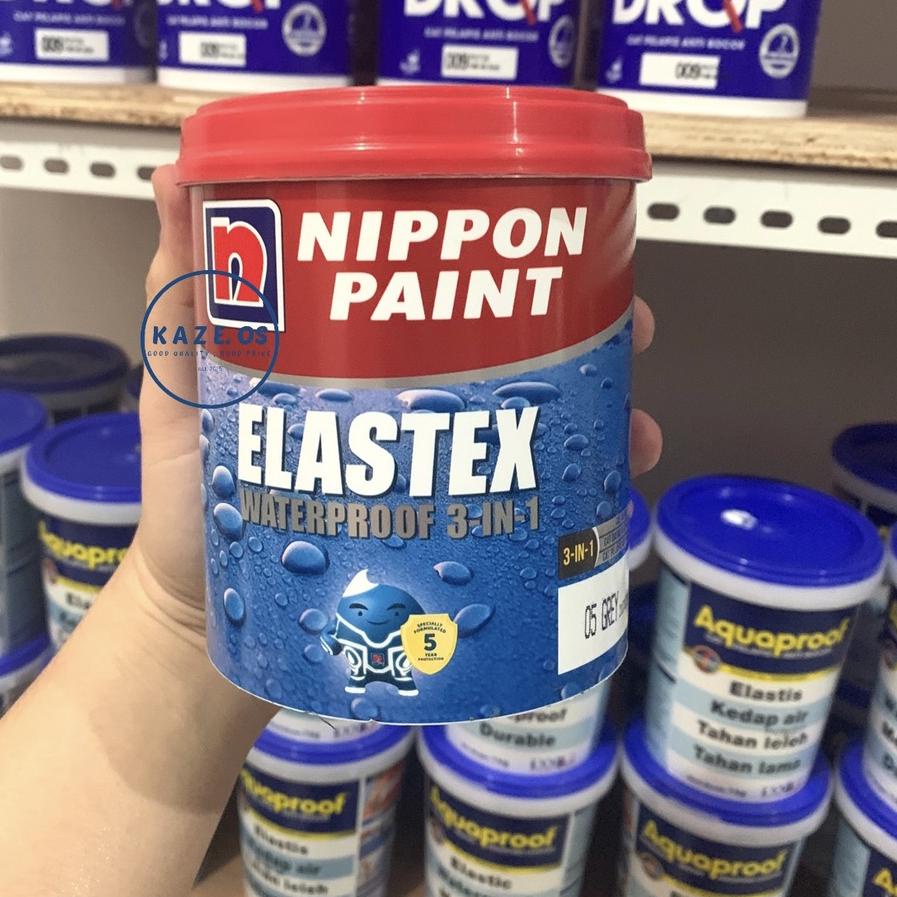 ➸ ASLI 100% ELASTEX 3 IN 1 NIPPON PAINT 1KG / 1 KG WARNA LENGKAP PUTIH ABU ABU BIRU HITAM MERAH HIJA