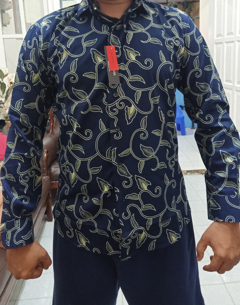 Kemeja Batik Anak Slimfit Warna Navy Batikbule