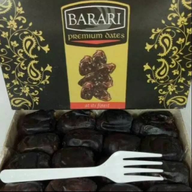 

Kurma bam atau kurma anggur merk Barari, Sahara, Sadr, Farah kardusan isi 12pcs