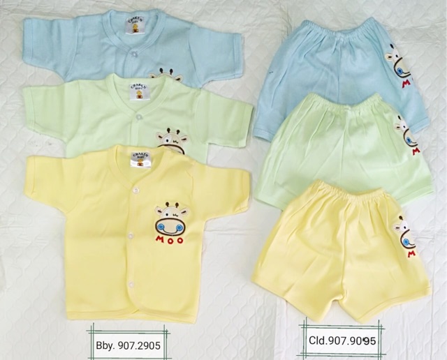 Celana pendek bayi 0-4m halus polos bordir isi 3pcs warna