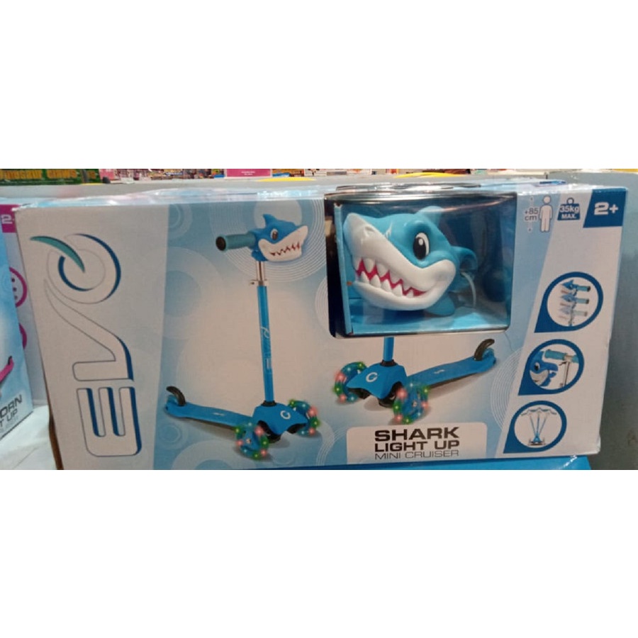 Sale Mainan: Evo Scooter Shark Light Up Mini Cruiser Blue Original
