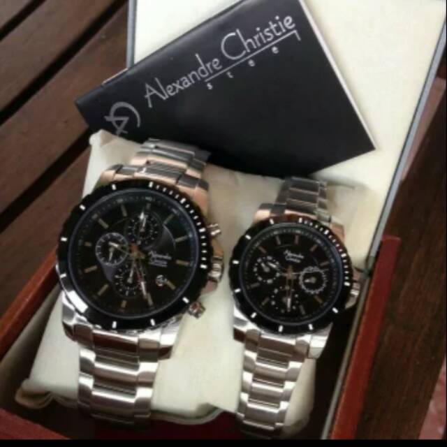 Jam tangan Alexandre Christie AC 6141 couple silver black