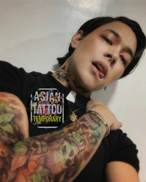 TENGKORAK TATTO FULL ARM/TATO TEMPORER/STIKER TATO/TATTO TEMPORER/TATO KULIT FULL TANGAN⚠️ORI