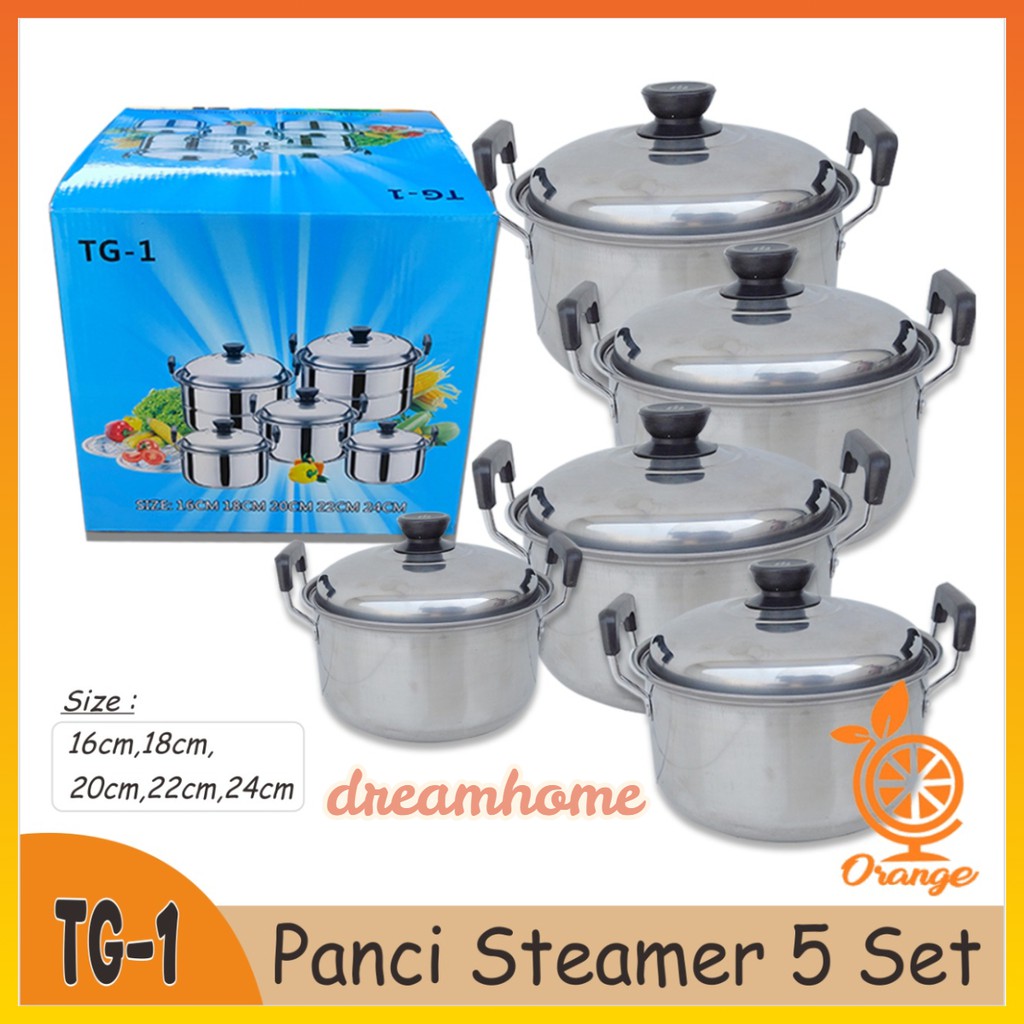 Jual Panci 5 Set Steamer Stainless Steel Panci Anti Lengket Otsuka