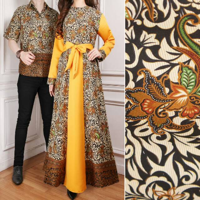 Baju couple muslim - baju batik couple - baju pasangan - pakaian gamis dan kemeja couple