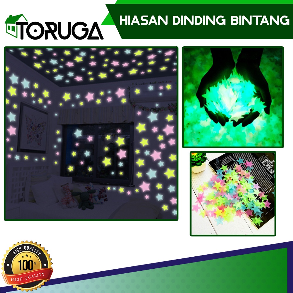 Hiasan Dinding Star Wall Sticker Stiker Bintang Glow in th Dark