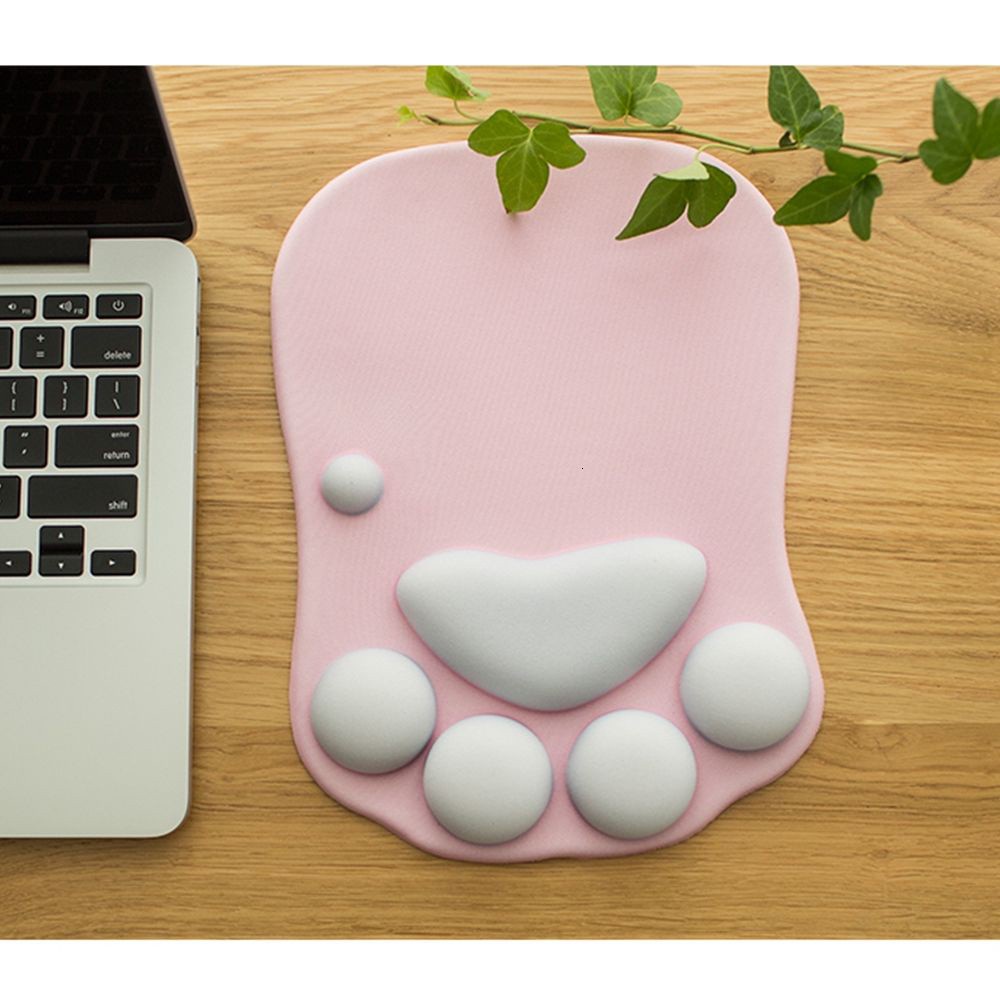 Mouse Pad Bentuk Telapak Kaki Kucing Lucu Bahan Silikon Lembut