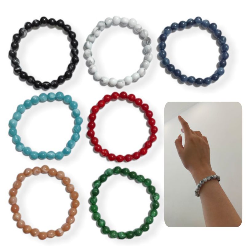 Gelang Marble Beads Elastis Motif Marmer Bracelet