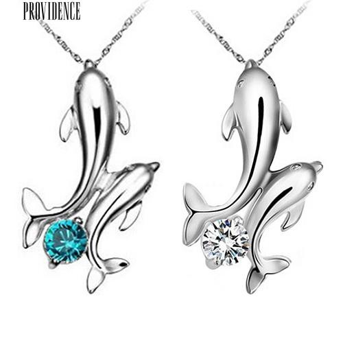 [Bayar Di Tempat]Perak Disepuh Ganda Dolphins Pendant Charm Kalung