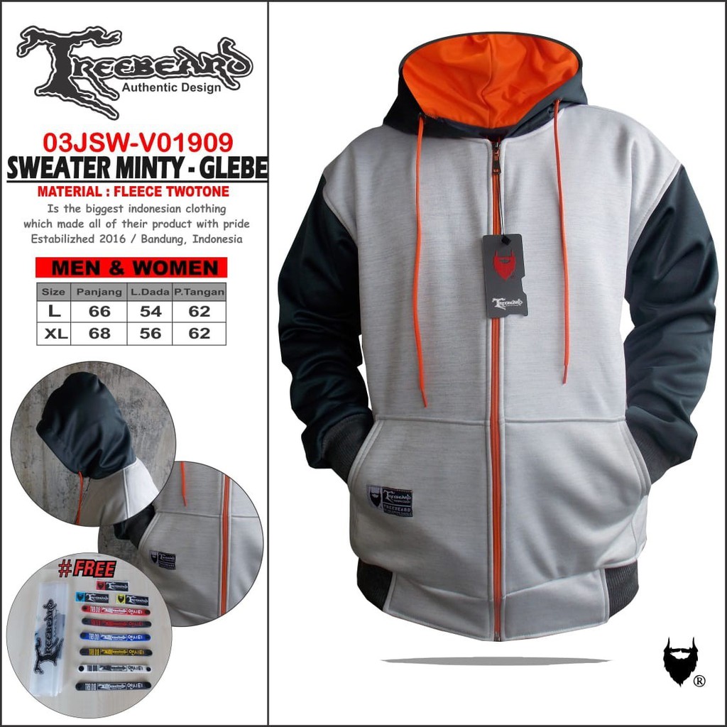 ORIGINAL TREEBEARD ! Jaket Pria Zipper Hoodie Kombinasi Premium - Jaket Hoodie Zipper