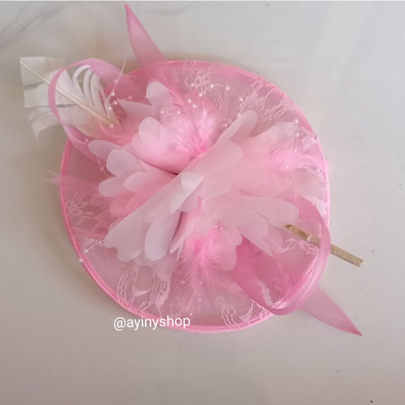 Topi Fascinator-Headpiece Renda Jala Putik