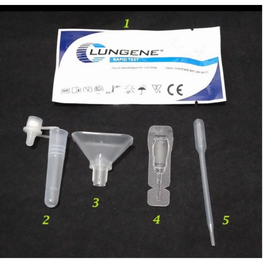 Original !!! Lungene Saliva Antigen Biru Rapid Test Mandiri Pakai Air Liur / Antigen Saliva Rapid Test (Metode Air Liur) Clungene 1 set