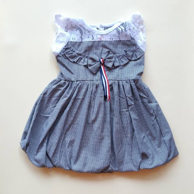 Nora dress balon anak/ Dress brukat anak