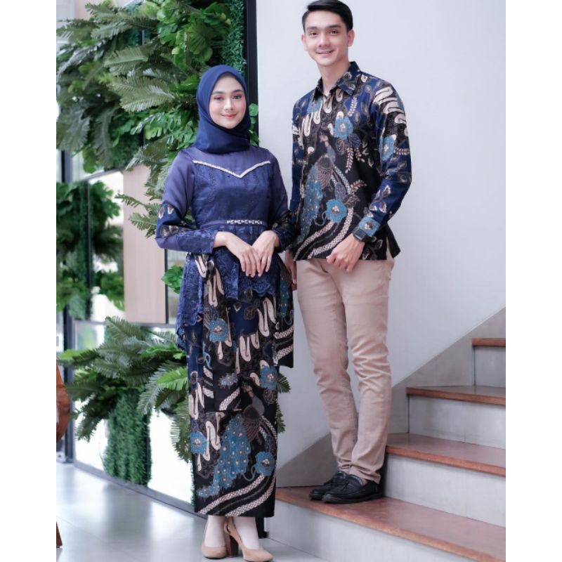 kebaya batik couple aleena Navy | kebaya wisuda kebaya lamaran