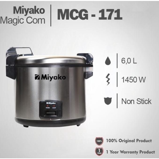 Jual Miyako Magic Com Mcg171 Rice Cooker Jumbo 6 Liter Mcg171 Original Roofdrop Shopee Indonesia