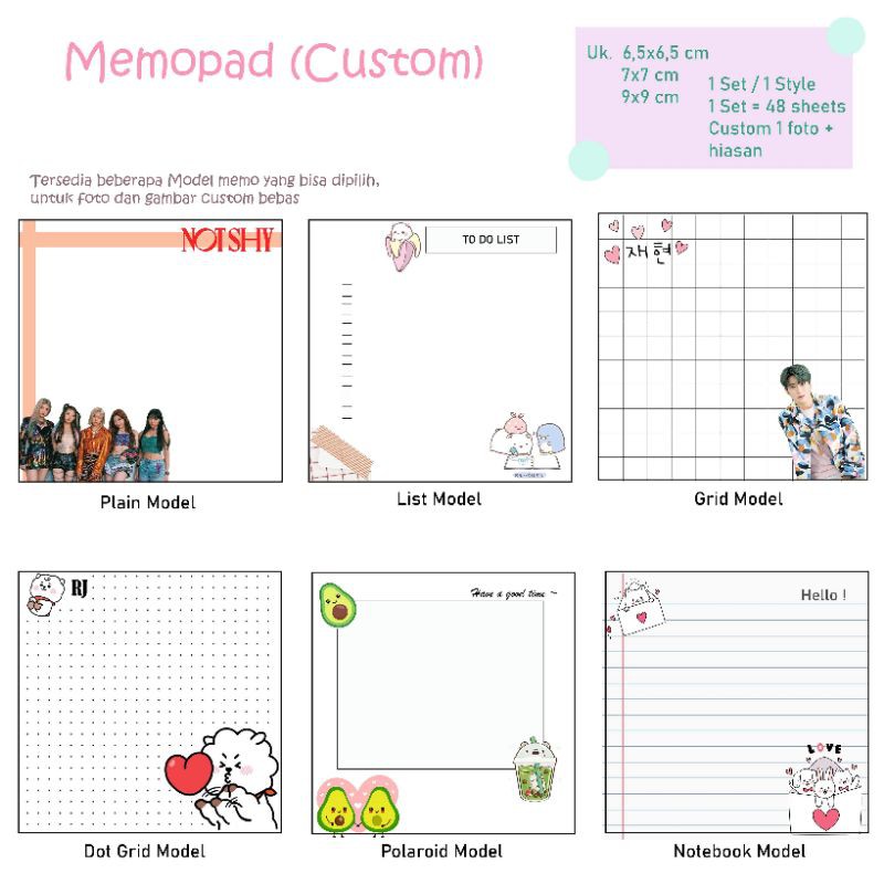 

MEMOPAD / MEMO SHEET CUSTOM (BACA DESKRIPSI)