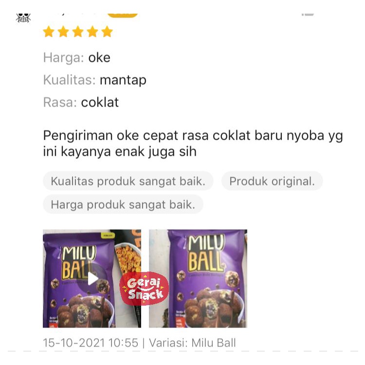 Milu Ball Goban Cemilan Bola Berlapis Milo Powder 100g