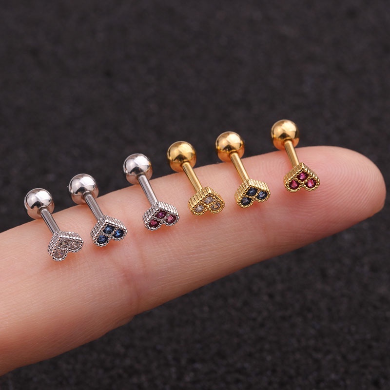 1pc Anting Bentuk Hati Bahan Stainless Steel Gaya Korea Untuk Wanita