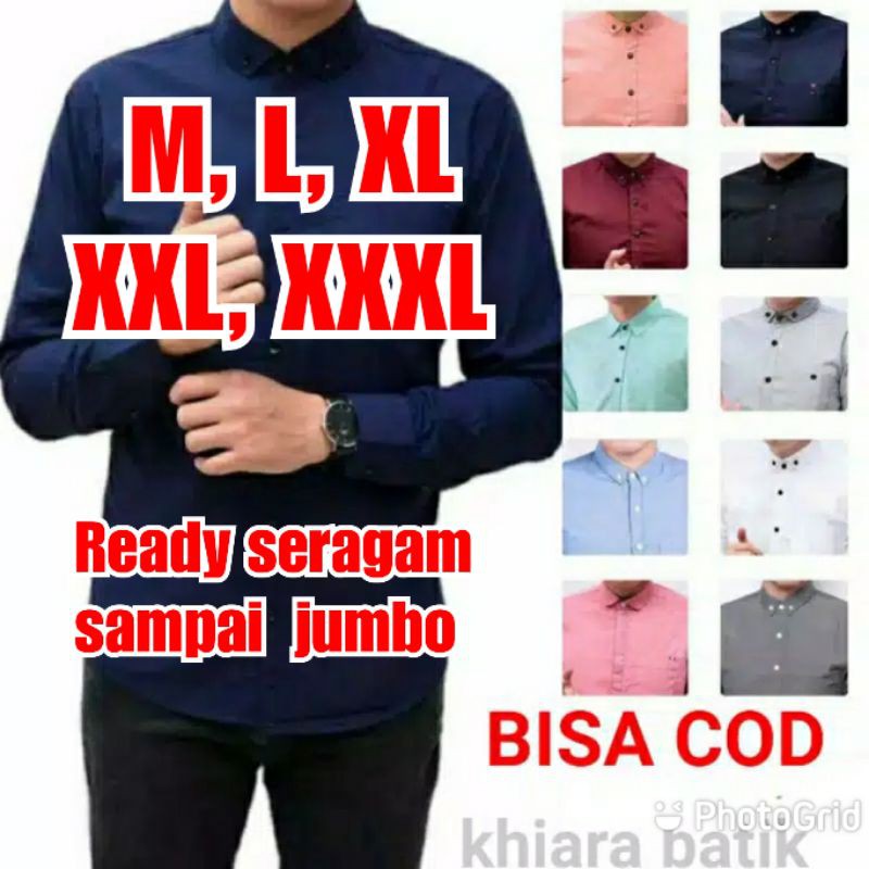 COD,TERMURAH KEMEJA PRIA POLOS JUMBO M L XL XXL XXXL