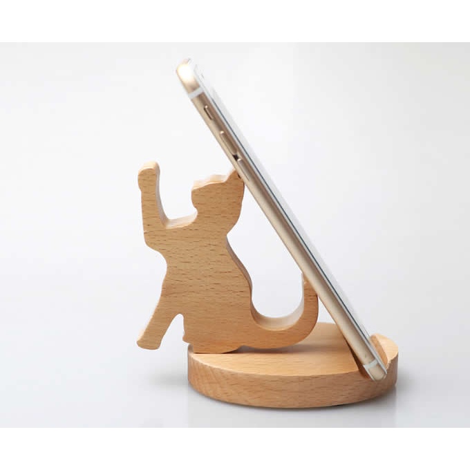 Jual Dudukan Hp Unik Dari Kayu Figur Kucing Holder Hp Tempat Hp