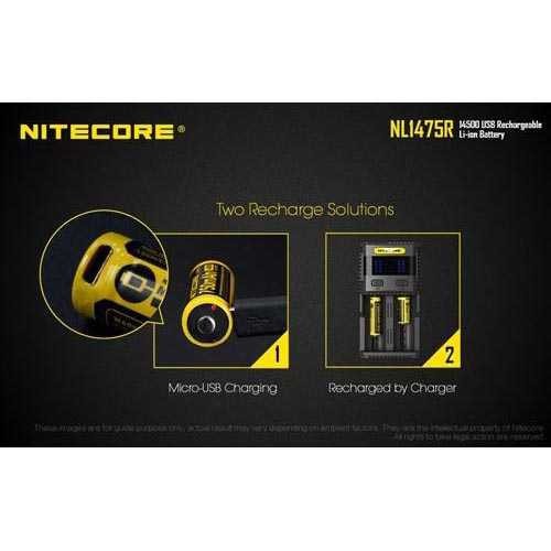 Best Seller ! NITECORE 14500 Micro USB Rechargeable Li-ion Battery 750mAh - NL1475R