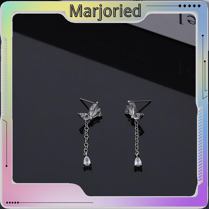 Anting Kupu-kupu Rumbai Drop Earrings Retro French Temperamen Indah Flash Diamond Earrings-MJD