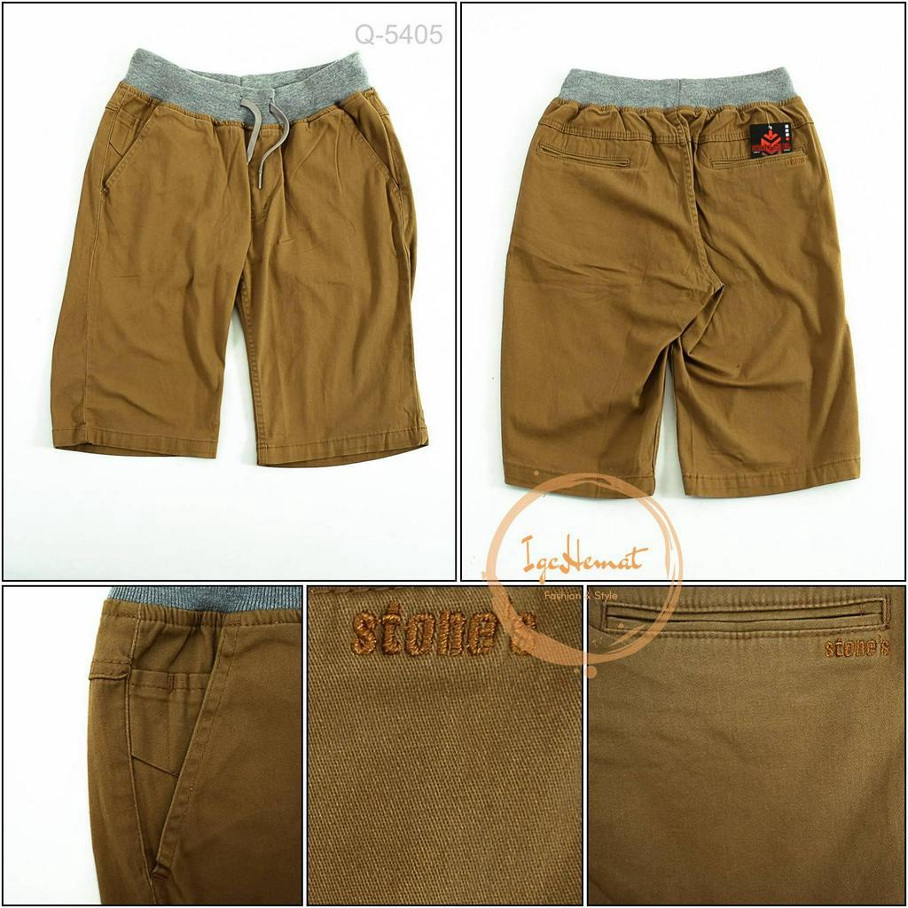 CELANA PENDEK LAKI LAKI RIB KOLOR COKLAT STONES 27-32[Q5405]
