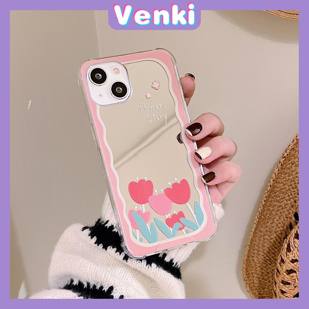 iPhone Case Mirror Acrylic Hard Case Silicone Airbag Shockproof Pink Frame Flower Simple and Cute Style For iPhone 13 Pro Max iPhone 12 Pro Max iPhone 11 Pro Max iPhone 7 Plus iPhone XR XS MAX Max pro 13 Plus Plus/8 7 11 12 XS Pro 7/8/S XR X/XS