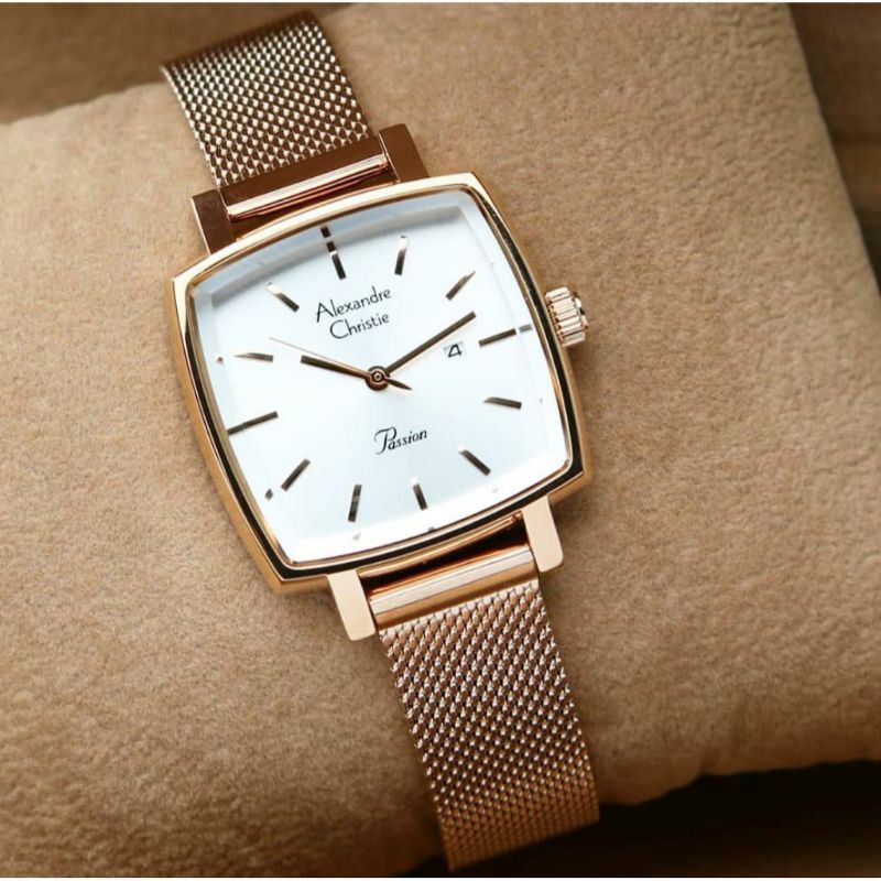 JAM TANGAN CEWEK / WANITA ALEXANDRE CHRISTIE AC 2849 WHITE ROSEGOLD