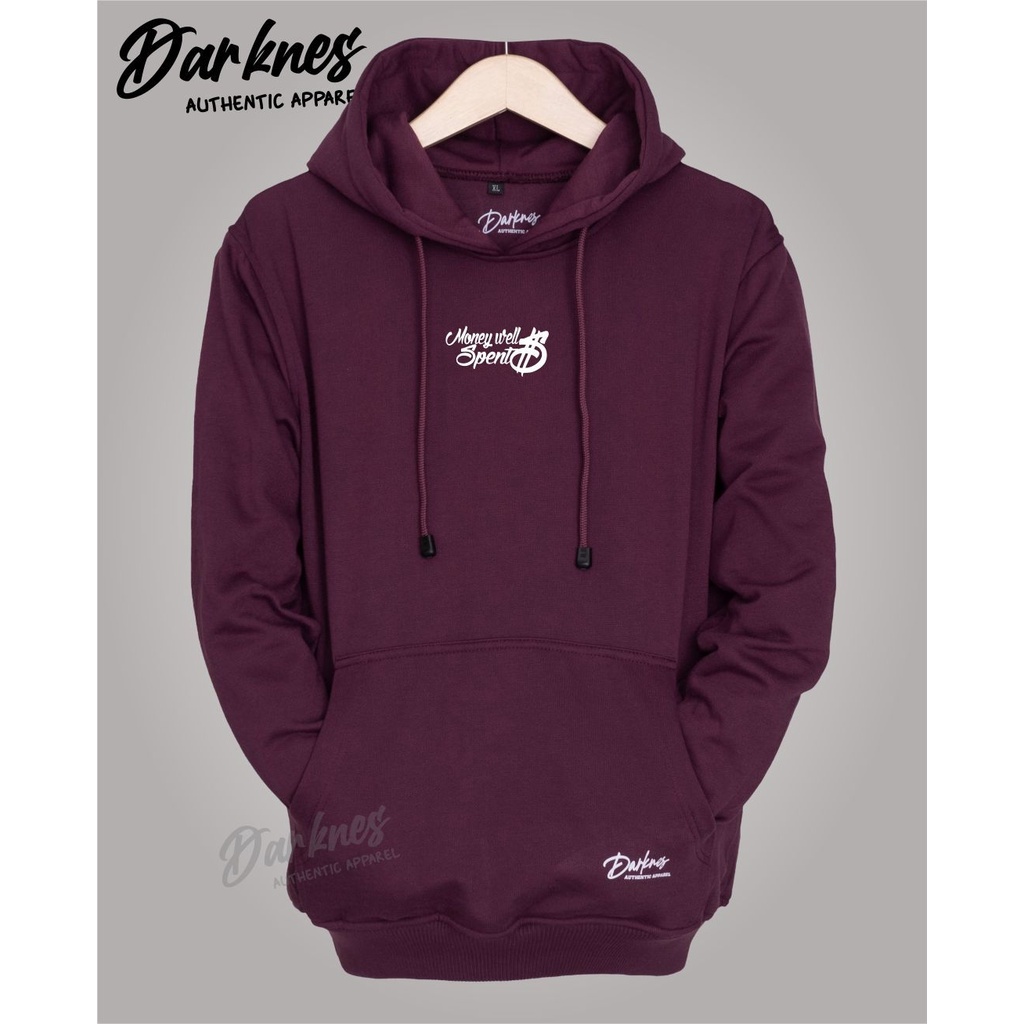 Jaket sweater COD Drakness orignal premium ukuran M L XL XXL sweater pria dan wanita dewasa list MONEY WELL SPENDS warna maroon hoodie cowo terbaru