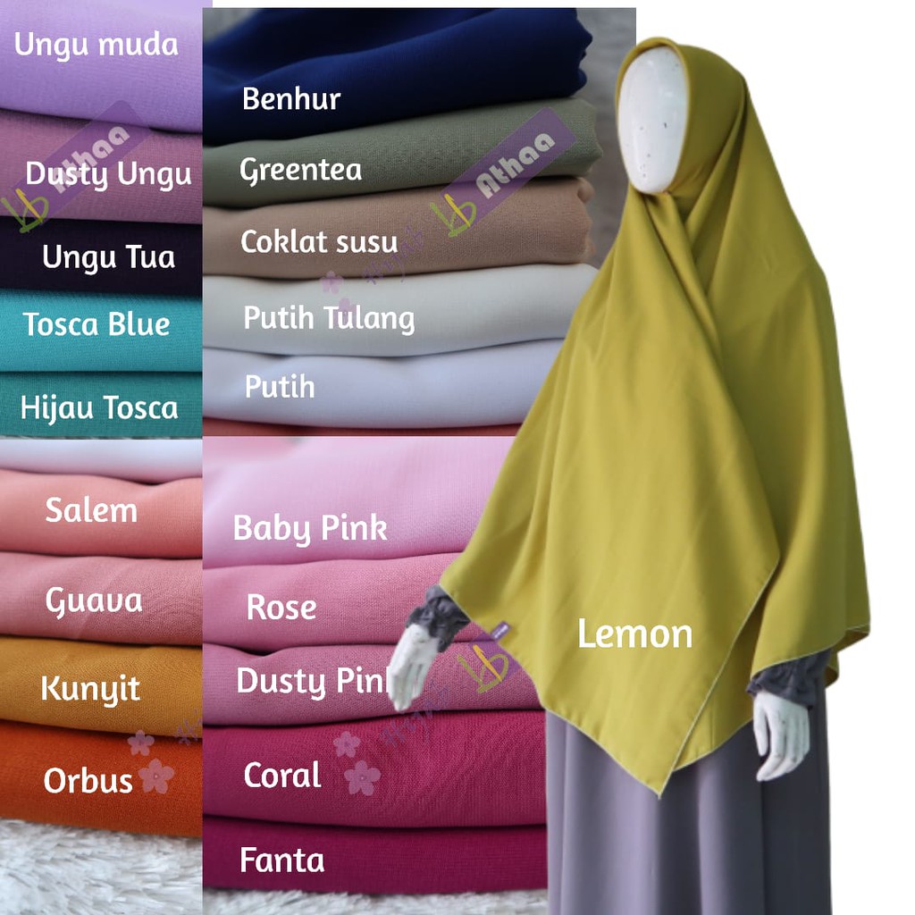  Jilbab  Segiempat Wolfis  150 dan 130 WARNA  LAIN Khimar 