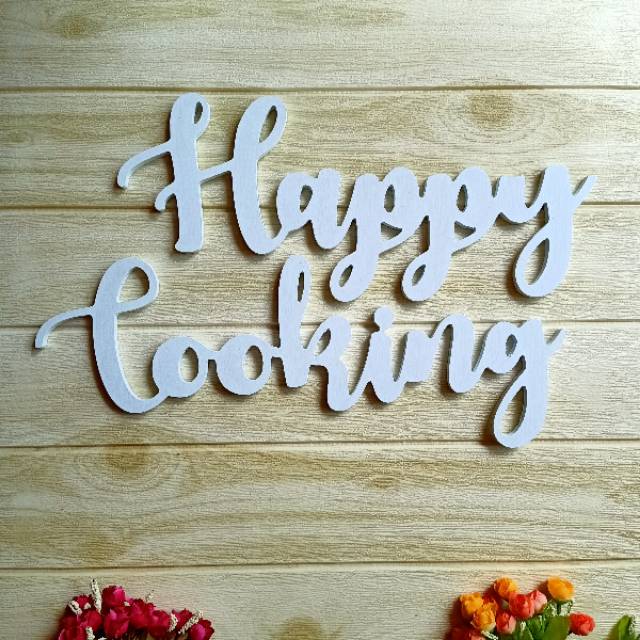 READY Hiasan Dapur Happy Cooking Hiasan Dinding Tulisan Huruf Kayu