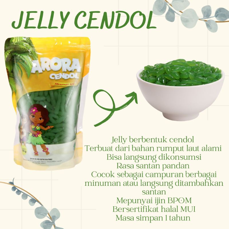 

Minuman Jelly topping berbentuk cendol arora 500 g rasa Pandan