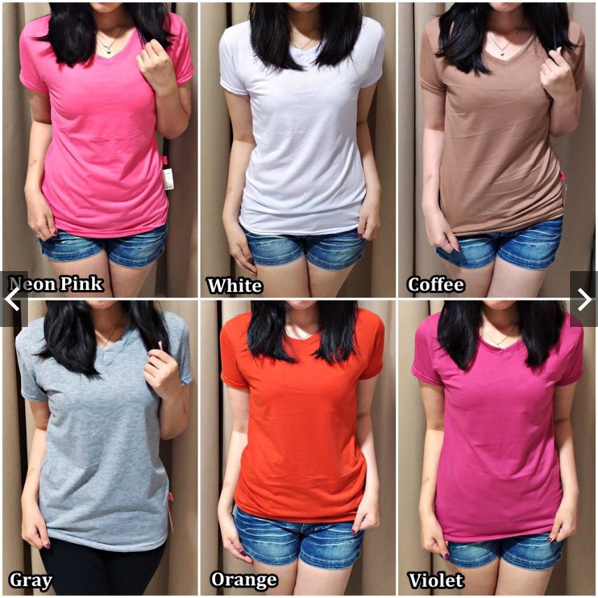 KAOS POLOS VNECK | KAOS OBLONG BASIC WANITA