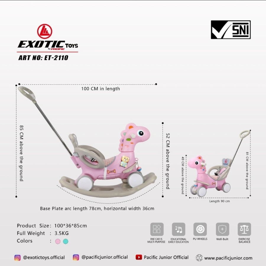 EXOTIC 3IN1 RIDE ON ET-2210 `DINO` / MAINAN ANAK