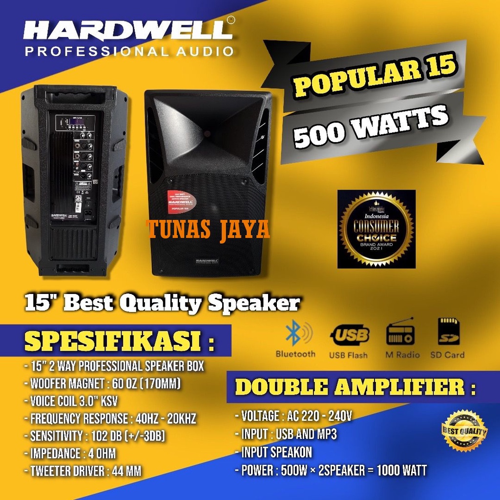 SPEAKER AKTIF HARDWELL POPULAR15 POPULAR 15 SPEAKER HARDWELL POPULAR -15