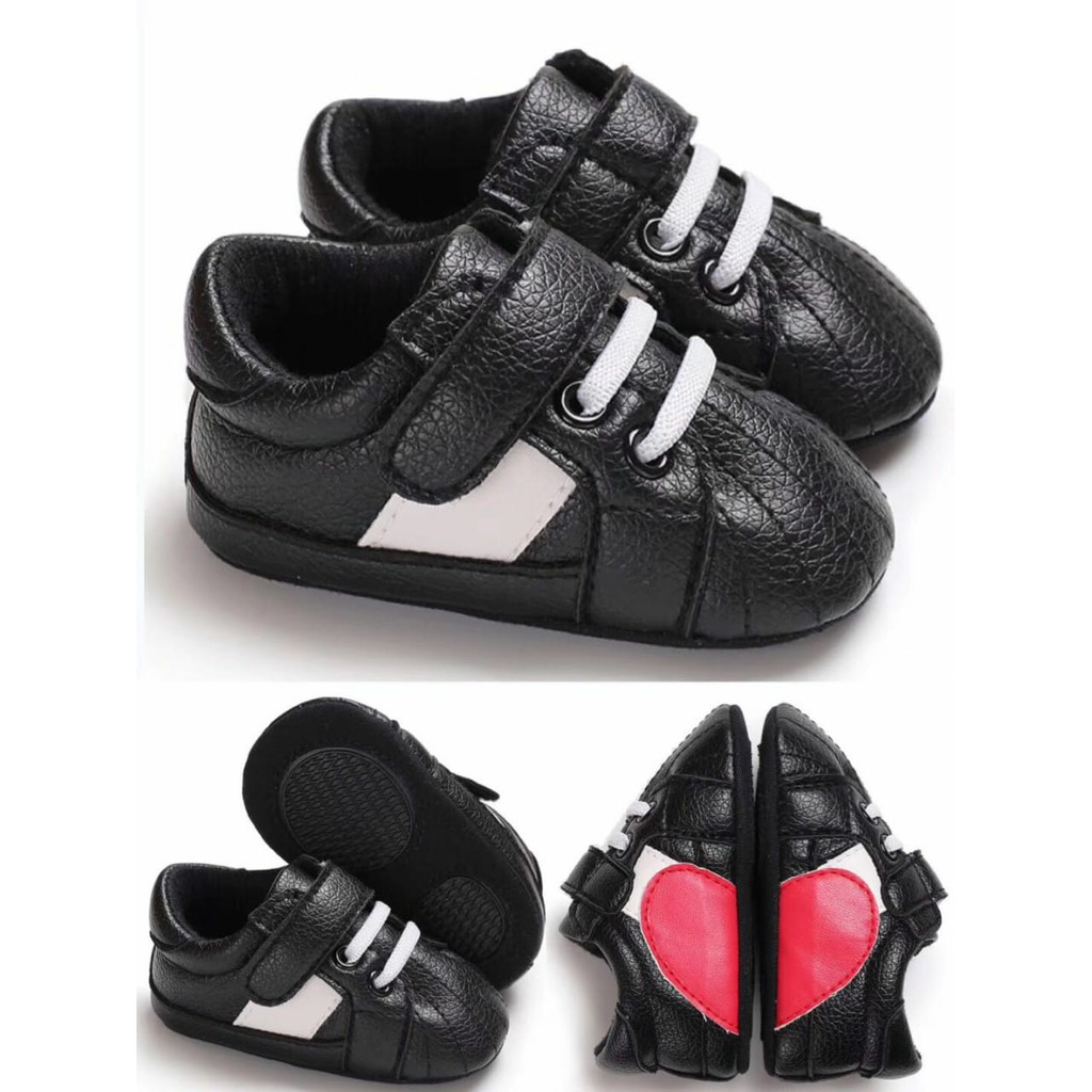 Sepatu Bayi Laki laki Prewalker Bayi Black Whire