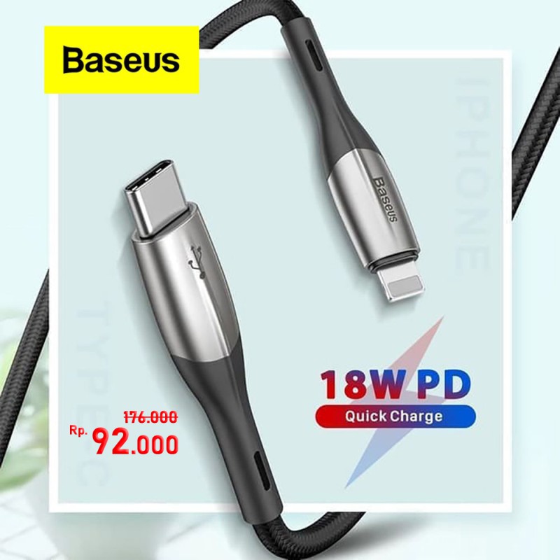 Baseus PD Flash Charger Quick Cable Type C to Lightning Data Kabel