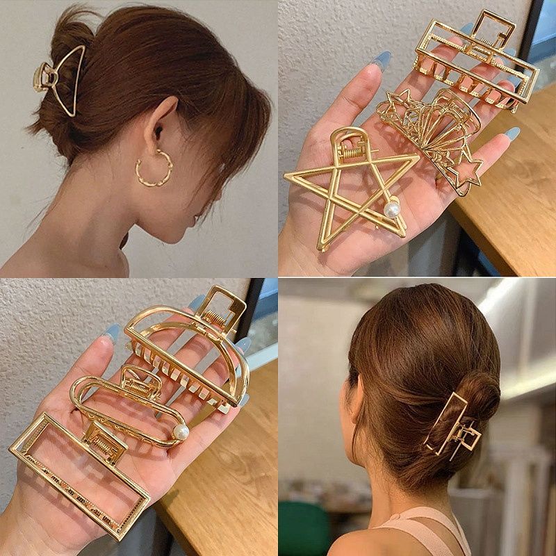 FAVORI Hair Claw Full Metal Korea Fashion Jepit Rambut Jedai Tebal Kuat Jepitan Aksesoris Acc Motif 