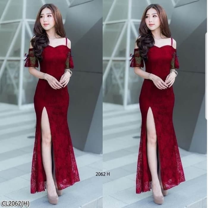 gaun long dress pesta