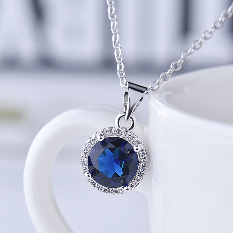 [Ready Stock]Japanese and Korean Fashion S925 Silver Classic round Carat Zircon Necklace Vintage