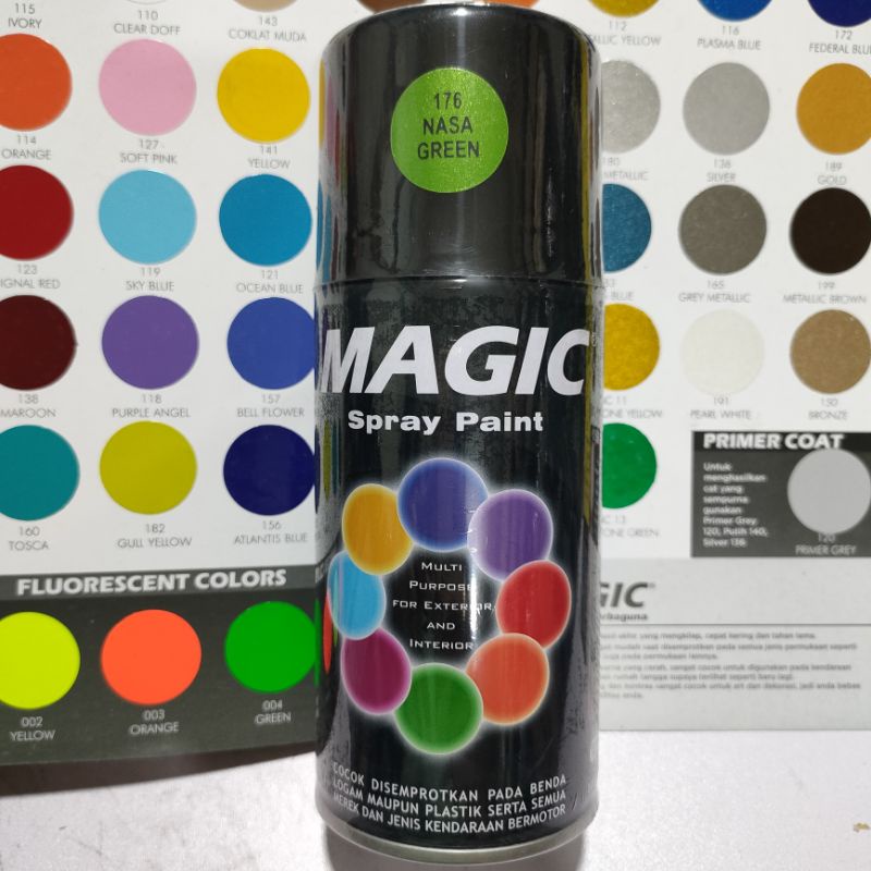 MAGIC Spray Paint Cat Semprot Serbaguna Hijau Metalik Nasa Green 176 Metalic 300cc Cat Pilox Pilok Magic cocok Untuk Benda Logam/Plastik